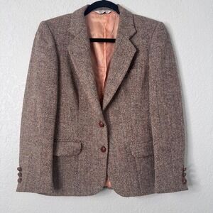 Women's Brown Tweed Blazer Jacket
